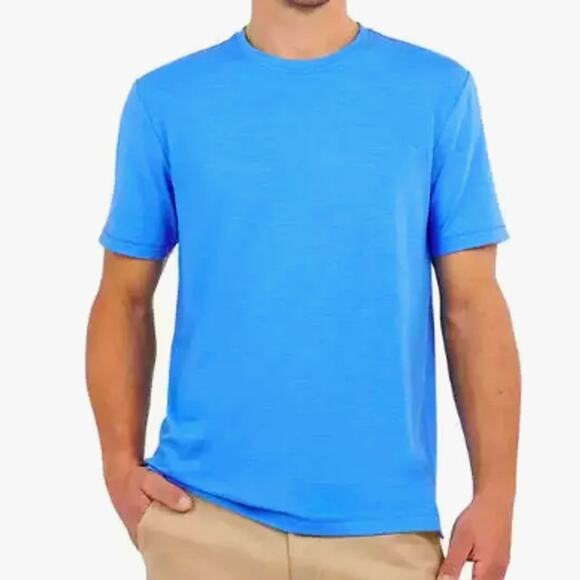 Lands End Men's Tech Tee 4-Way Stretch Classic Fit Tshirt - Blue - Size XXL - Picture 2 of 8